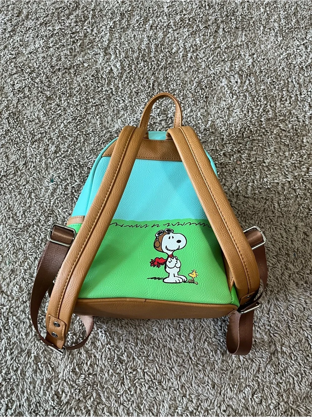Loungefly Peanuts Snoopy Red Baron Teal/Green Mini Backpack  NEW